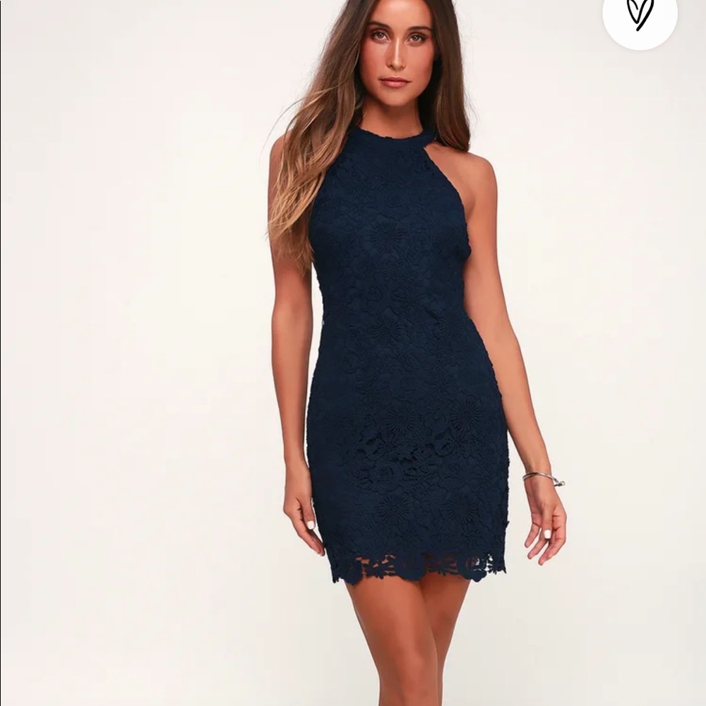 Lulu’s Navy Blue Love Poem Mini Dress